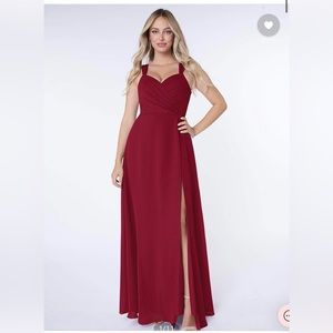 Azazie bridesmaid dress. Nahrin in burgundy. Size A0